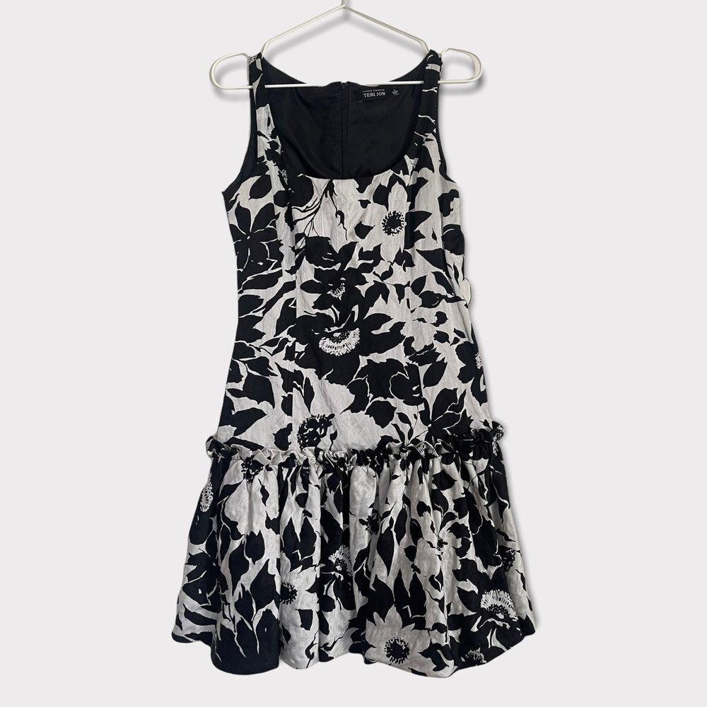 Rickie Freeman for Teri Jon Black & White Ruffle Dress Size 4